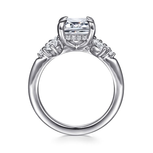 14K White Gold Emerald Cut Diamond Engagement Ring