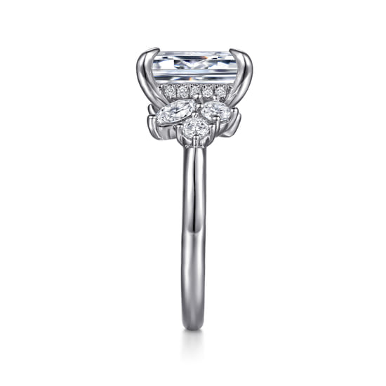 14K White Gold Emerald Cut Diamond Engagement Ring angle 5