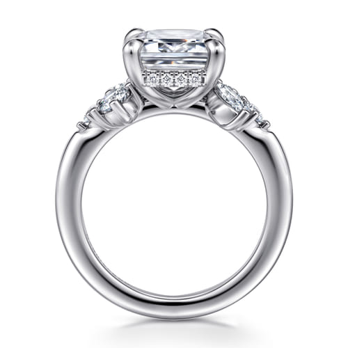 14K White Gold Emerald Cut Diamond Engagement Ring
