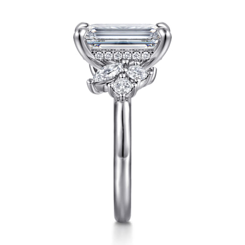 14K White Gold Emerald Cut Diamond Engagement Ring