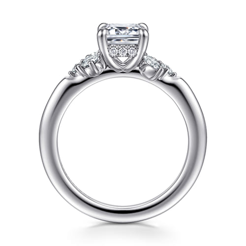 14K White Gold Emerald Cut Diamond Engagement Ring