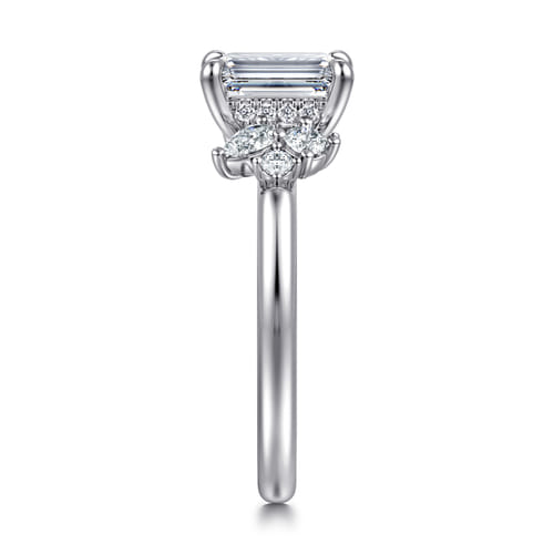 14K White Gold Emerald Cut Diamond Engagement Ring
