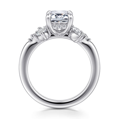 14K White Gold Emerald Cut Diamond Engagement Ring