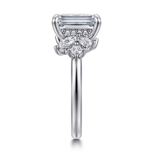 14K White Gold Emerald Cut Diamond Engagement Ring