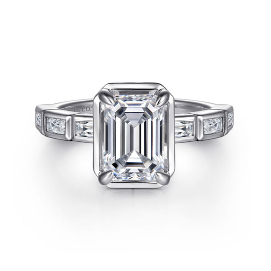 Gabriel - 14K White Gold Emerald Cut Diamond Engagement Ring