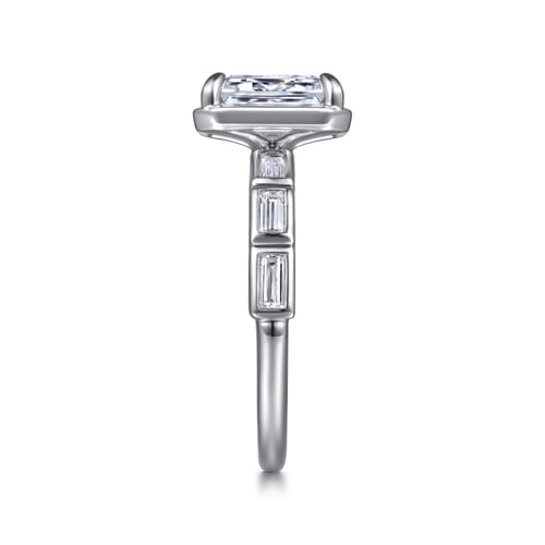 14K White Gold Emerald Cut Diamond Engagement Ring