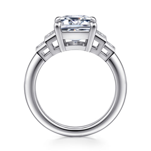 14K White Gold Emerald Cut Diamond Engagement Ring