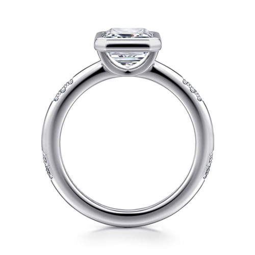 14K White Gold Emerald Cut Diamond Engagement Ring