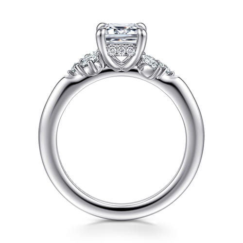 14K White Gold Emerald Cut Diamond Engagement Ring