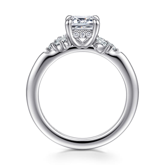 14K White Gold Emerald Cut Diamond Engagement Ring angle 2