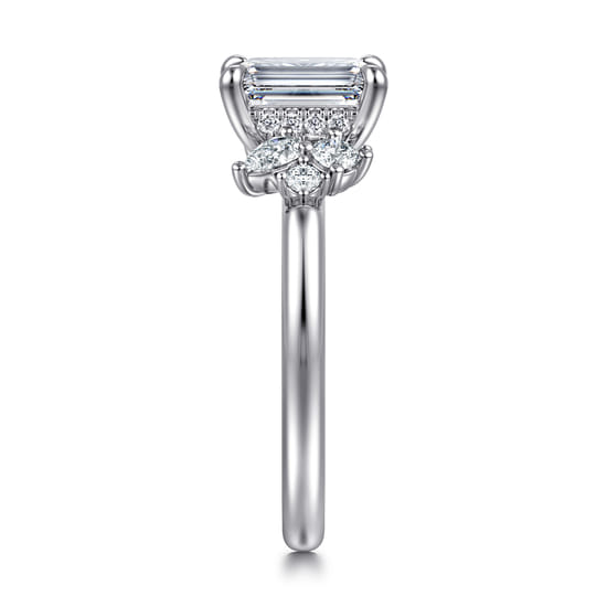 14K White Gold Emerald Cut Diamond Engagement Ring angle 5