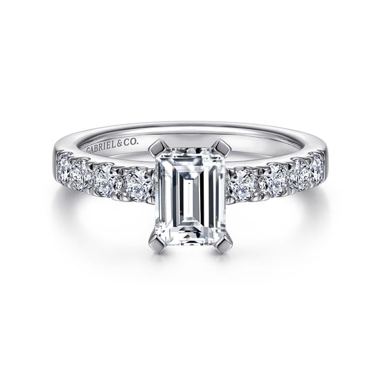 Gabriel - 14K White Gold Emerald Cut Diamond Engagement Ring