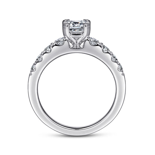 14K White Gold Emerald Cut Diamond Engagement Ring