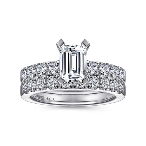 14K White Gold Emerald Cut Diamond Engagement Ring