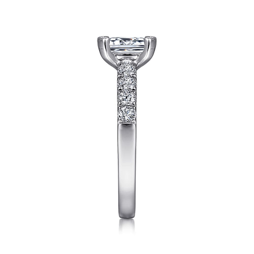 14K White Gold Emerald Cut Diamond Engagement Ring