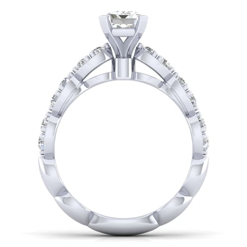 14K White Gold Emerald Cut Diamond Engagement Ring