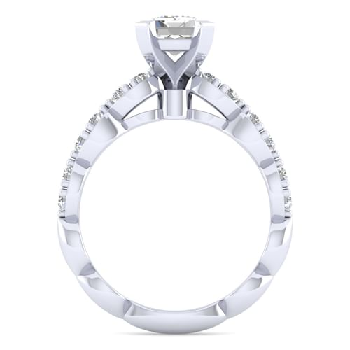 14K White Gold Emerald Cut Diamond Engagement Ring