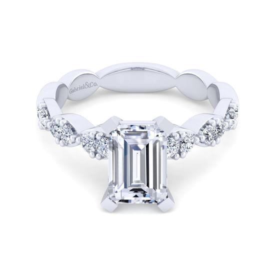 Gabriel - 14K White Gold Emerald Cut Diamond Engagement Ring