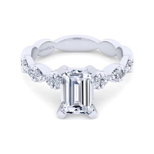 14K White Gold Emerald Cut Diamond Engagement Ring 14K White Gold Emerald Cut Diamond Engagement Ring
