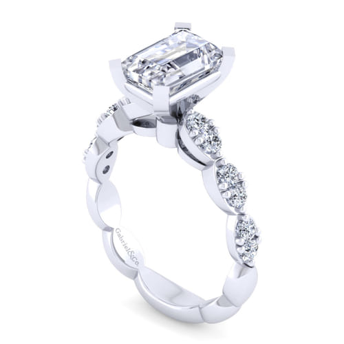 14K White Gold Emerald Cut Diamond Engagement Ring 14K White Gold Emerald Cut Diamond Engagement Ring
