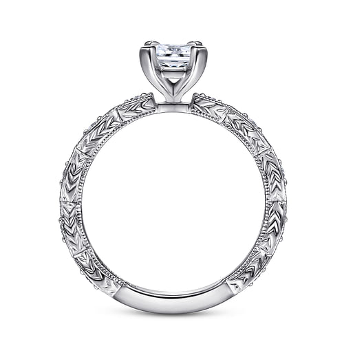 14K White Gold Emerald Cut Diamond Engagement Ring