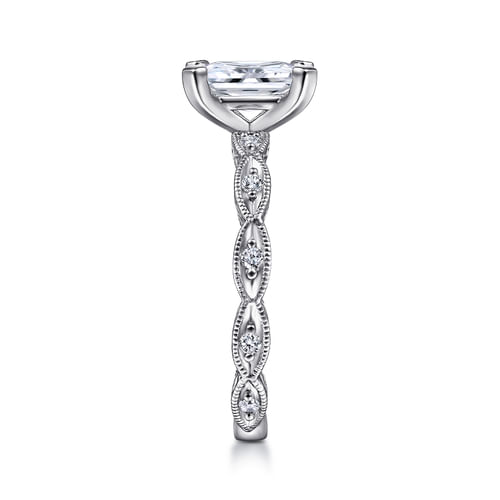 14K White Gold Emerald Cut Diamond Engagement Ring