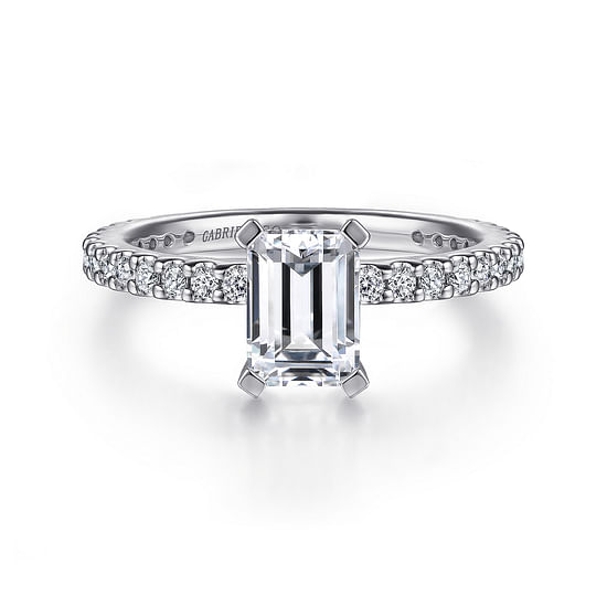 Gabriel - 14K White Gold Emerald Cut Diamond Engagement Ring