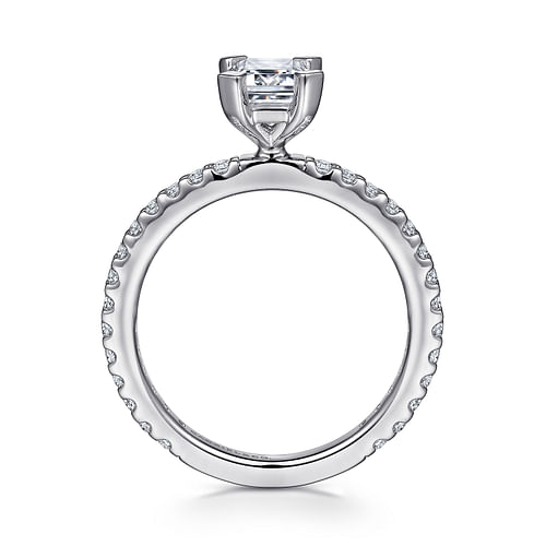 14K White Gold Emerald Cut Diamond Engagement Ring