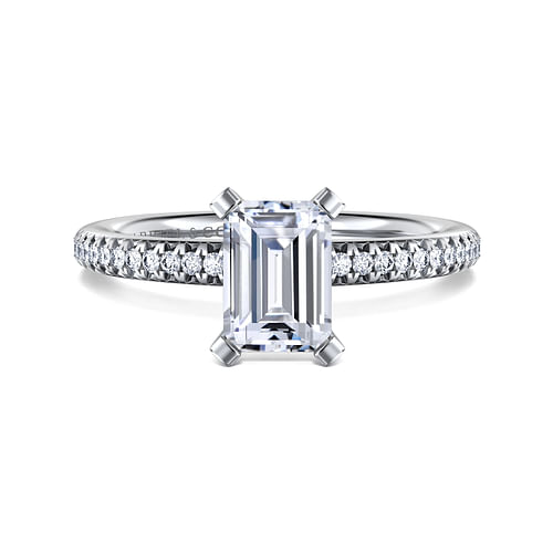 14K White Gold Emerald Cut Diamond Engagement Ring