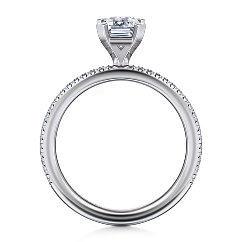 14K White Gold Emerald Cut Diamond Engagement Ring