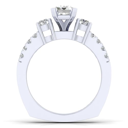 14K White Gold Emerald Cut Diamond Engagement Ring