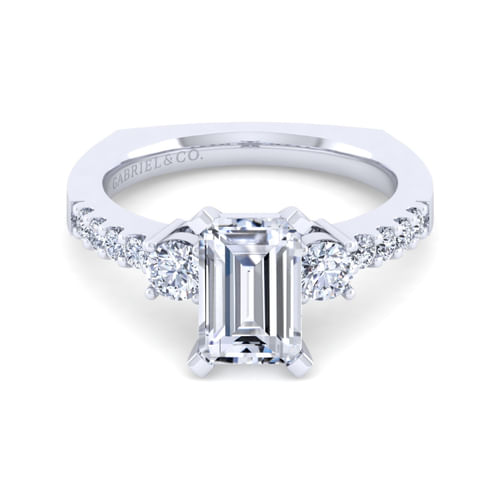 14K White Gold Emerald Cut Diamond Engagement Ring