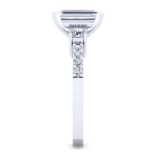 14K White Gold Emerald Cut Diamond Engagement Ring