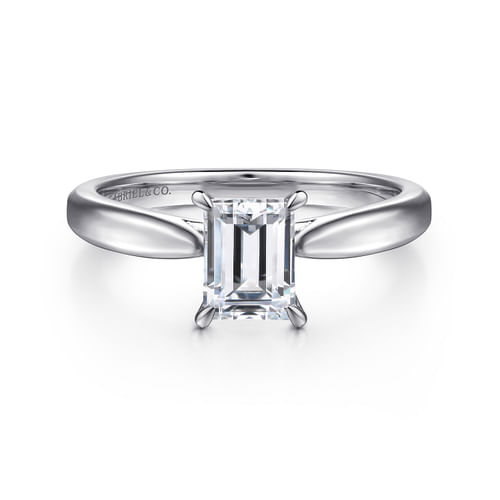 14K White Gold Emerald Cut Diamond Engagement Ring