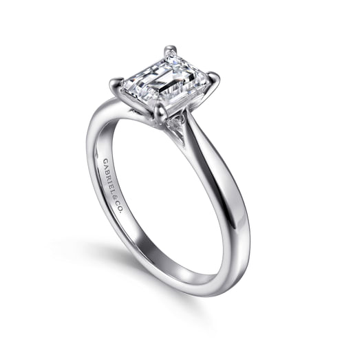 14K White Gold Emerald Cut Diamond Engagement Ring
