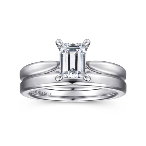 14K White Gold Emerald Cut Diamond Engagement Ring