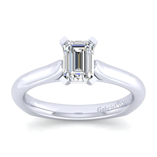 14K White Gold Emerald Cut Diamond Engagement Ring