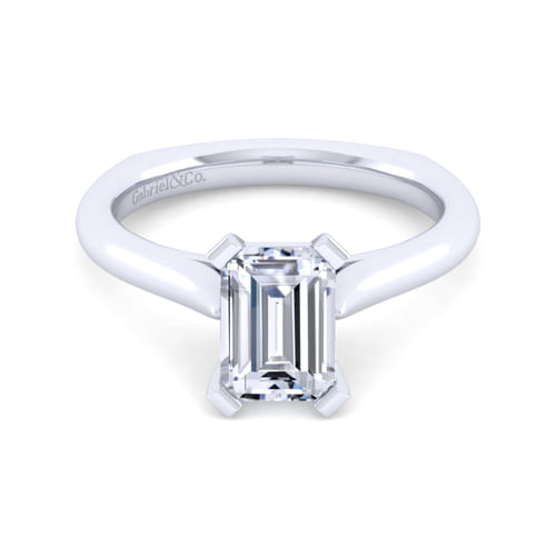 14K White Gold Emerald Cut Diamond Engagement Ring