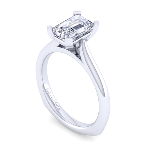 14K White Gold Emerald Cut Diamond Engagement Ring