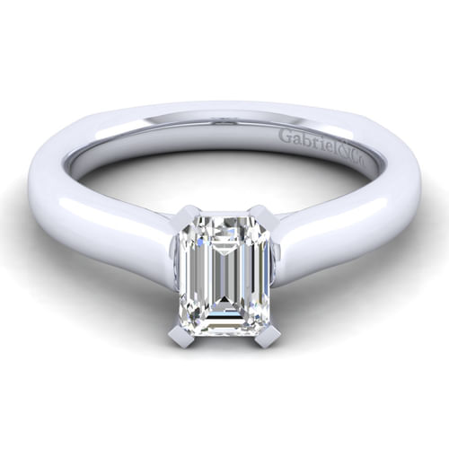 14K White Gold Emerald Cut Diamond Engagement Ring