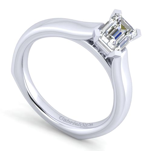 14K White Gold Emerald Cut Diamond Engagement Ring
