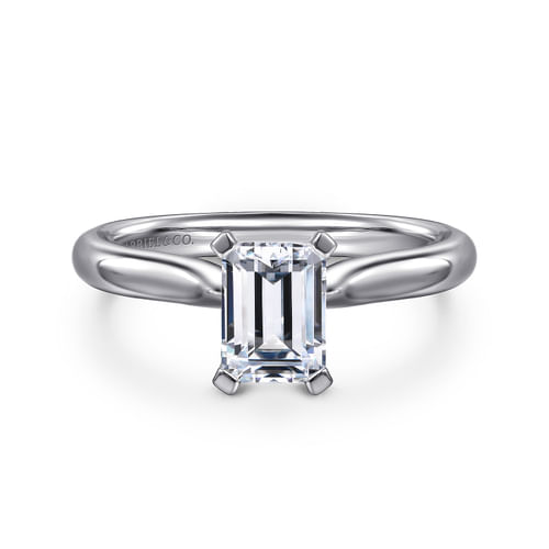 14K White Gold Emerald Cut Diamond Engagement Ring