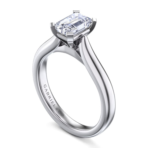 14K White Gold Emerald Cut Diamond Engagement Ring