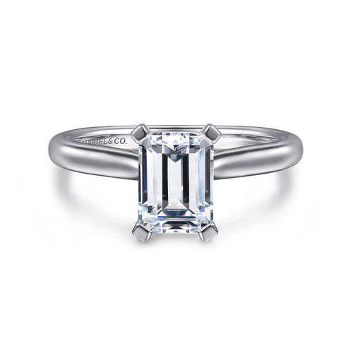 14K White Gold Emerald Cut Diamond Engagement Ring