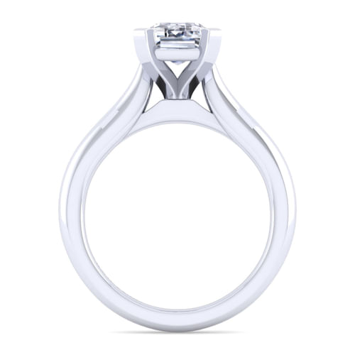 14K White Gold Emerald Cut Diamond Engagement Ring