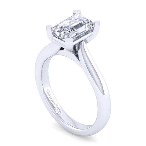 14K White Gold Emerald Cut Diamond Engagement Ring