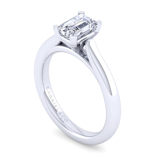 14K White Gold Emerald Cut Diamond Engagement Ring