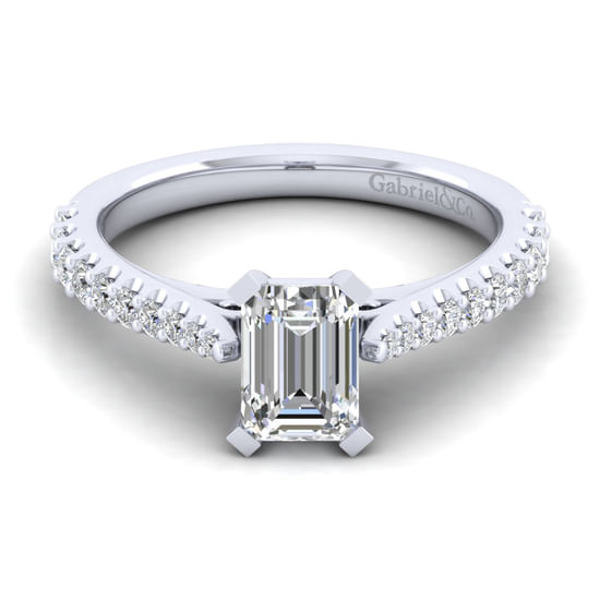 Gabriel - 14K White Gold Emerald Cut Diamond Engagement Ring