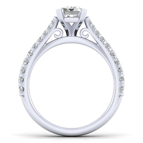 14K White Gold Emerald Cut Diamond Engagement Ring