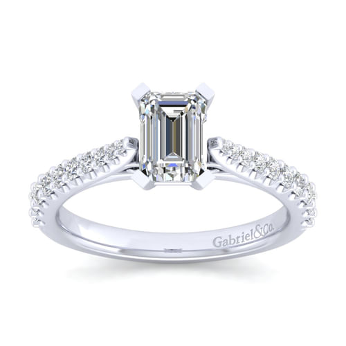 14K White Gold Emerald Cut Diamond Engagement Ring